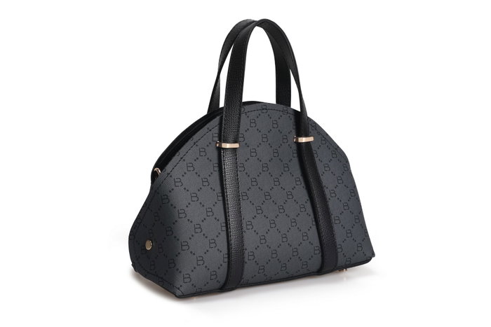Lucky Bees Bolso 1233 - Gris, Negro, Bolso de Mano de Piel de Polivinilo Elegante y Versátil con un Bolsillo Interior